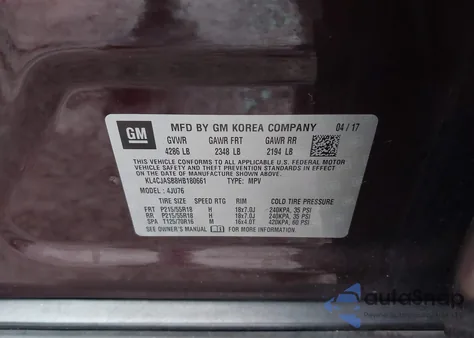 2017 Buick Encore Preferred из США, поврежденный, VIN KL4CJASB8HB180661